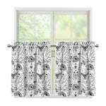 White And Black Wicca Magical Print Tier Curtains