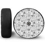 White And Black Wicca Magical Print Tire Cover With Camera Hole