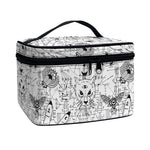 White And Black Wicca Magical Print Travel Makeup Bag
