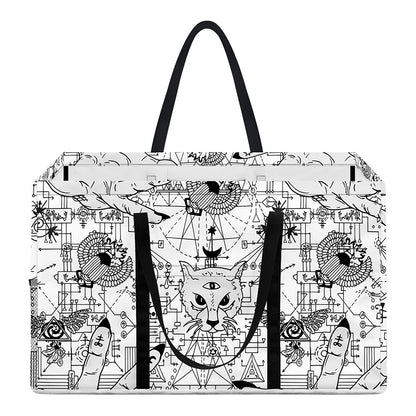 White And Black Wicca Magical Print Utility Tote Bag