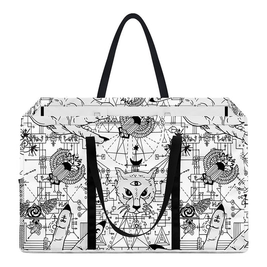 White And Black Wicca Magical Print Utility Tote Bag