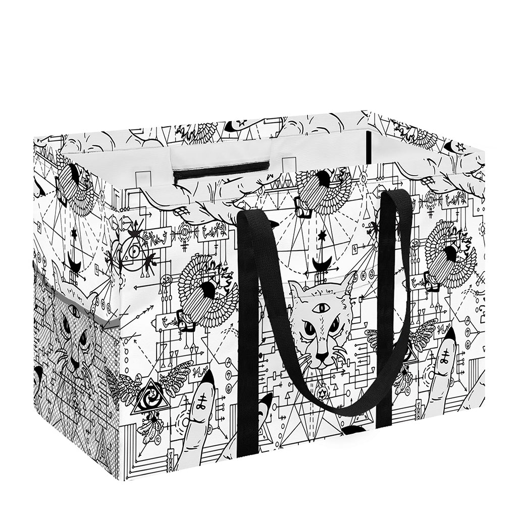 White And Black Wicca Magical Print Utility Tote Bag