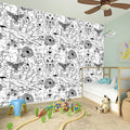 White And Black Wicca Magical Print Wall Sticker