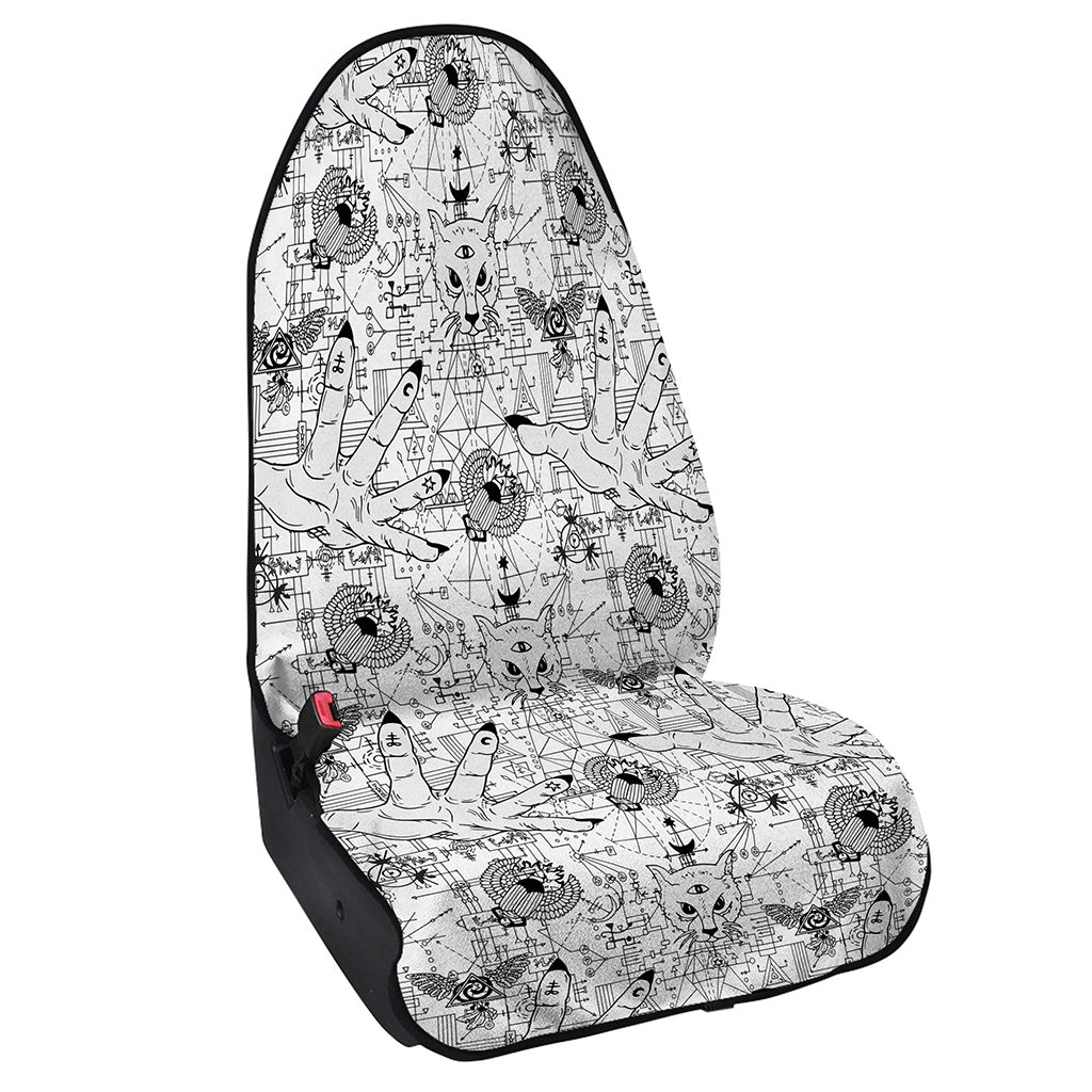 White And Black Wicca Magical Print Waterproof Car Seat Cover