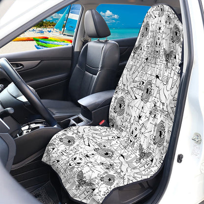 White And Black Wicca Magical Print Waterproof Car Seat Cover