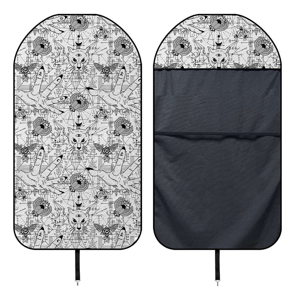 White And Black Wicca Magical Print Waterproof Car Seat Cover