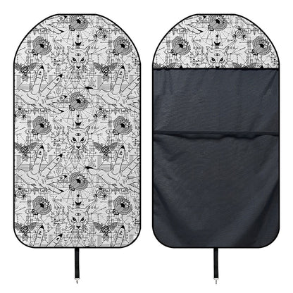 White And Black Wicca Magical Print Waterproof Car Seat Cover