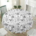 White And Black Wicca Magical Print Waterproof Round Tablecloth