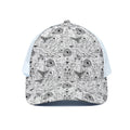 White And Black Wicca Magical Print White Mesh Trucker Hat