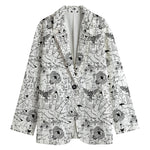 White And Black Wicca Magical Print Women's Blazer