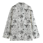 White And Black Wicca Magical Print Women's Blazer