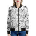 White And Black Wicca Magical Print Women's Bomber Jacket