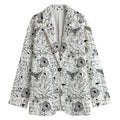 White And Black Wicca Magical Print Women's Cotton Blazer
