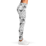 White And Black Wicca Magical Print Women's Leggings