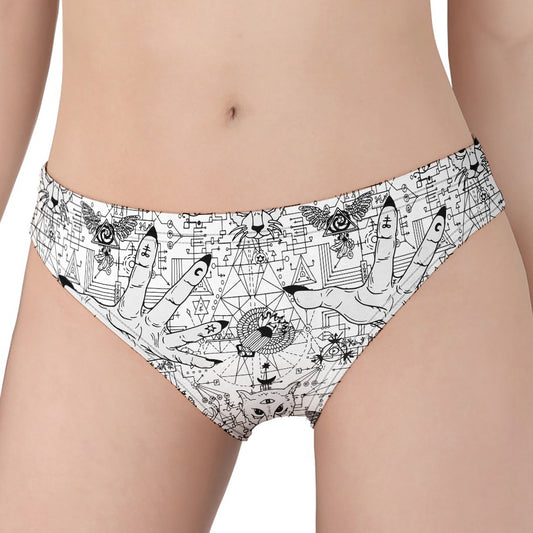White And Black Wicca Magical Print Women's Panties