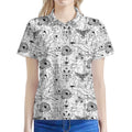 White And Black Wicca Magical Print Women's Polo Shirt