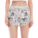 White And Black Wicca Magical Print Women's Split Running Shorts