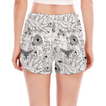 White And Black Wicca Magical Print Women's Split Running Shorts