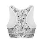 White And Black Wicca Magical Print Women's Sports Bra