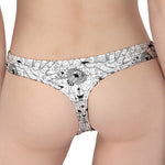 White And Black Wicca Magical Print Women's Thong