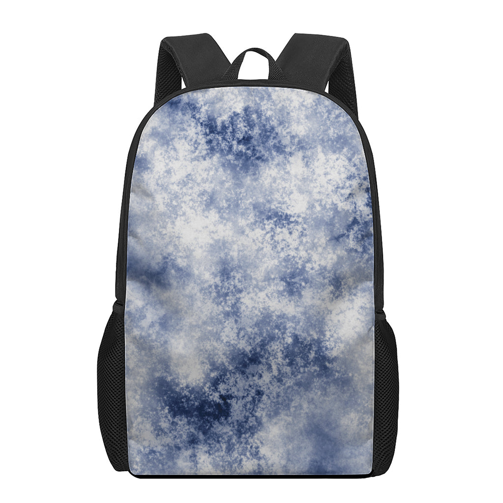 White And Blue Acid Wash Tie Dye Print 17 Inch Backpack