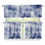 White And Blue Acid Wash Tie Dye Print 3 Piece Kitchen Curtains