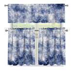 White And Blue Acid Wash Tie Dye Print 3 Piece Kitchen Curtains