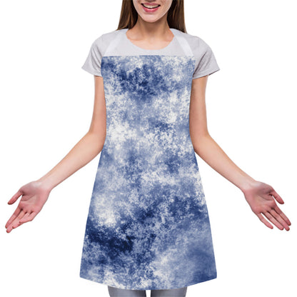 White And Blue Acid Wash Tie Dye Print Adjustable Apron