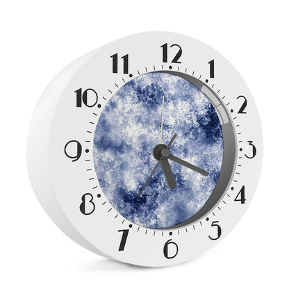 White And Blue Acid Wash Tie Dye Print Alarm Clock