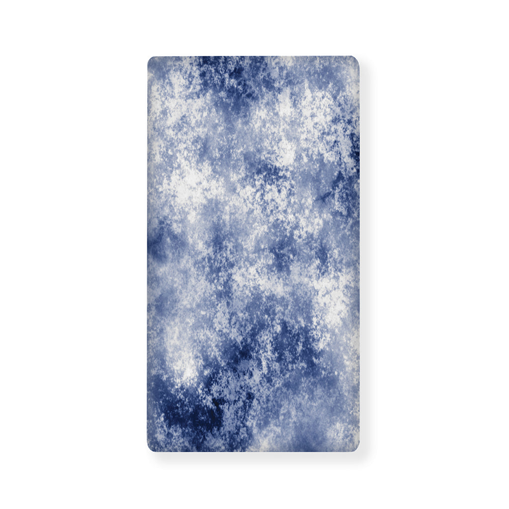 White And Blue Acid Wash Tie Dye Print Baby Crib Sheet