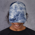 White And Blue Acid Wash Tie Dye Print Baseball Cap