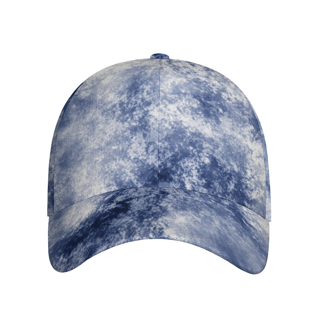 White And Blue Acid Wash Tie Dye Print Baseball Cap