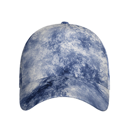 White And Blue Acid Wash Tie Dye Print Baseball Cap