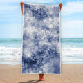 White And Blue Acid Wash Tie Dye Print Beach Towel