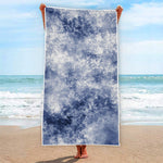 White And Blue Acid Wash Tie Dye Print Beach Towel