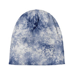 White And Blue Acid Wash Tie Dye Print Beanie