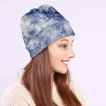 White And Blue Acid Wash Tie Dye Print Beanie