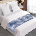 White And Blue Acid Wash Tie Dye Print Bed Runner