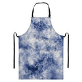 White And Blue Acid Wash Tie Dye Print Bib Apron With Pocket