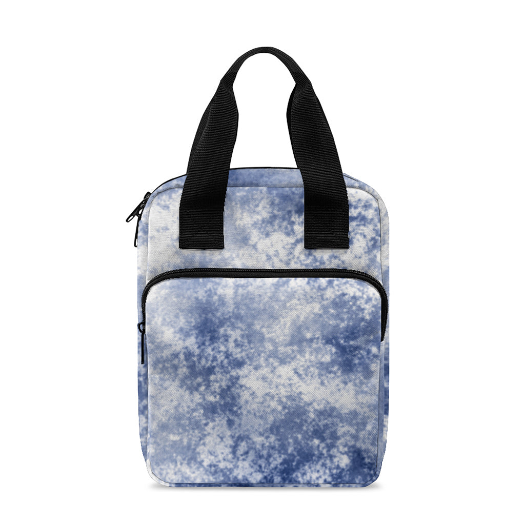 White And Blue Acid Wash Tie Dye Print Bible Tote Bag