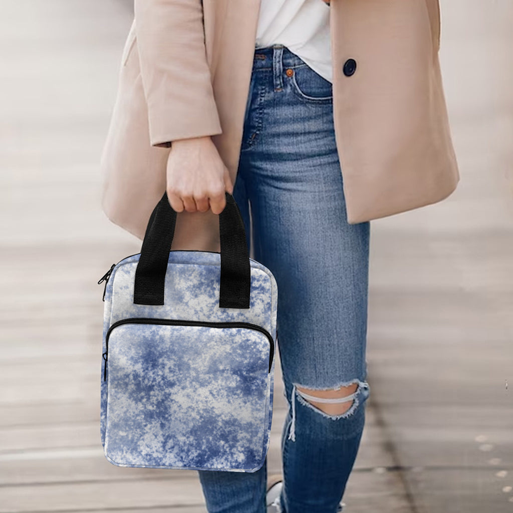 White And Blue Acid Wash Tie Dye Print Bible Tote Bag