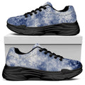 White And Blue Acid Wash Tie Dye Print Black Chunky Shoes
