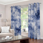 White And Blue Acid Wash Tie Dye Print Blackout Grommet Curtains