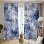 White And Blue Acid Wash Tie Dye Print Blackout Pencil Pleat Curtains