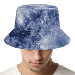 White And Blue Acid Wash Tie Dye Print Bucket Hat