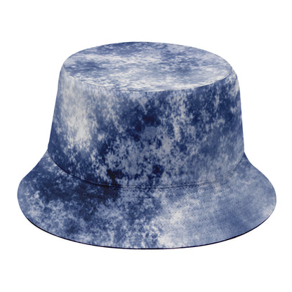 White And Blue Acid Wash Tie Dye Print Bucket Hat