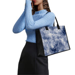 White And Blue Acid Wash Tie Dye Print Canvas Tote Bag