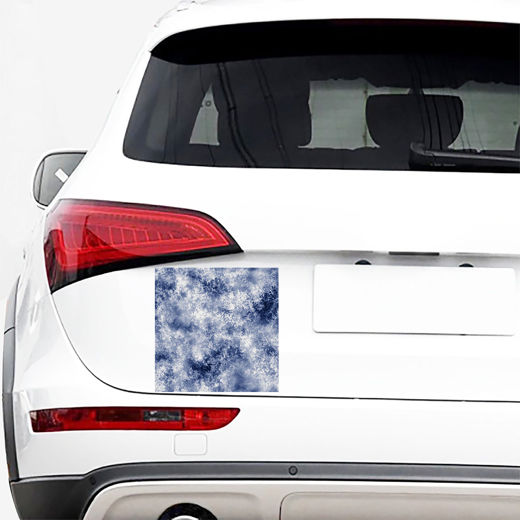 White And Blue Acid Wash Tie Dye Print Car Sticker