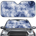 White And Blue Acid Wash Tie Dye Print Car Windshield Sun Shade
