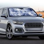 White And Blue Acid Wash Tie Dye Print Car Windshield Sun Shade